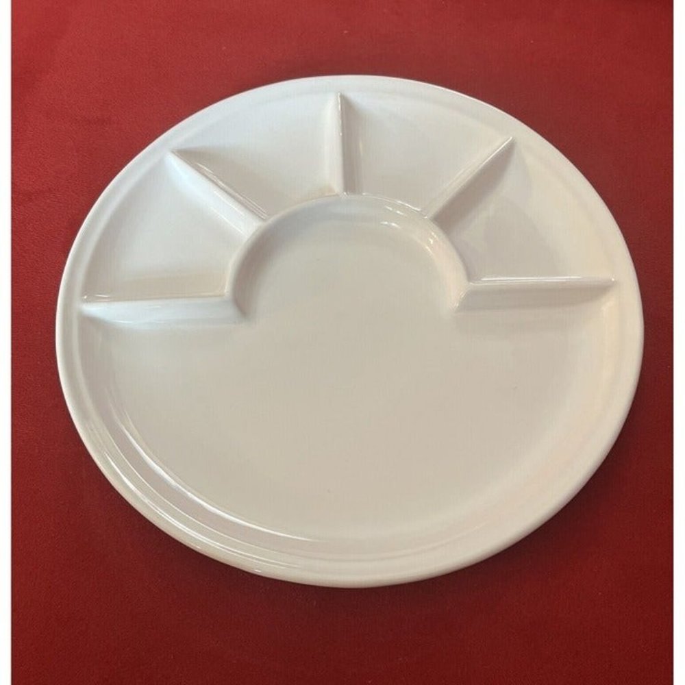 Vintage Sur La Table Portugal Divided Plate White 10” Porcelain Heavy Rare Nice